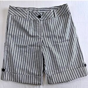 Vintage Anna Classy Bermuda Shorts‎ Womens 2XL Cuffed Black White Silver USA